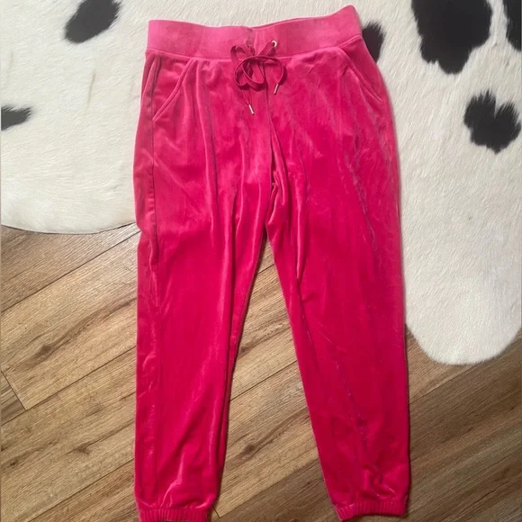 Lilly Pulitzer Mallie Velour Pants Raspberry Rouge - Picture 3 of 13